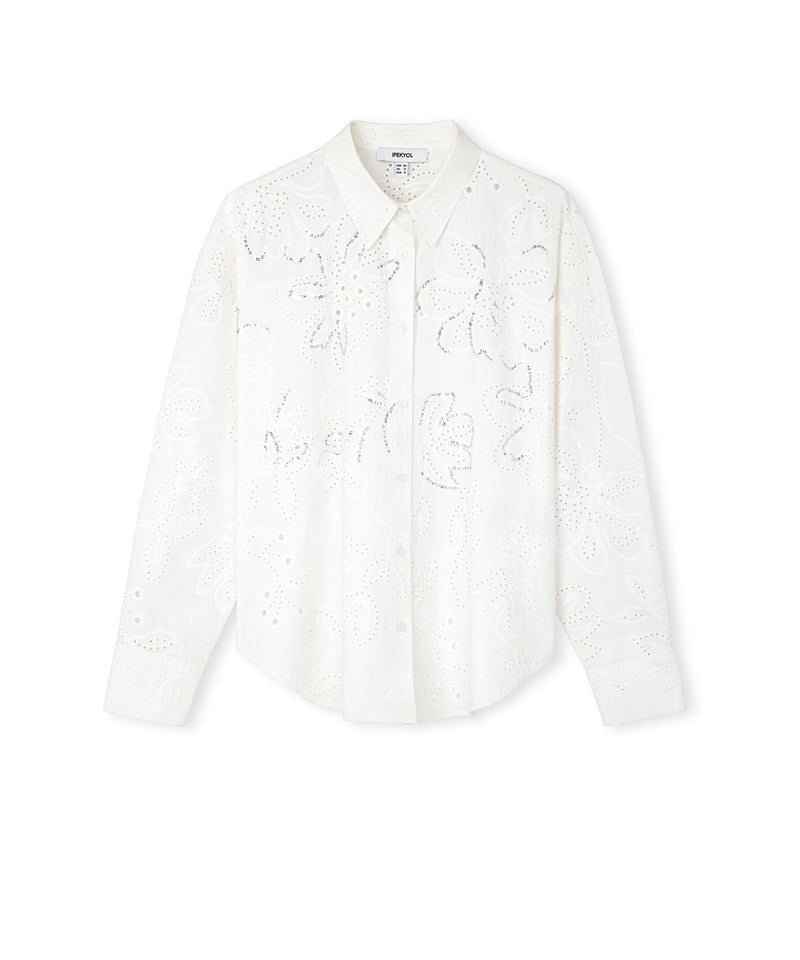 Ipekyol Sequin Embroidered Scalloped Shirt White