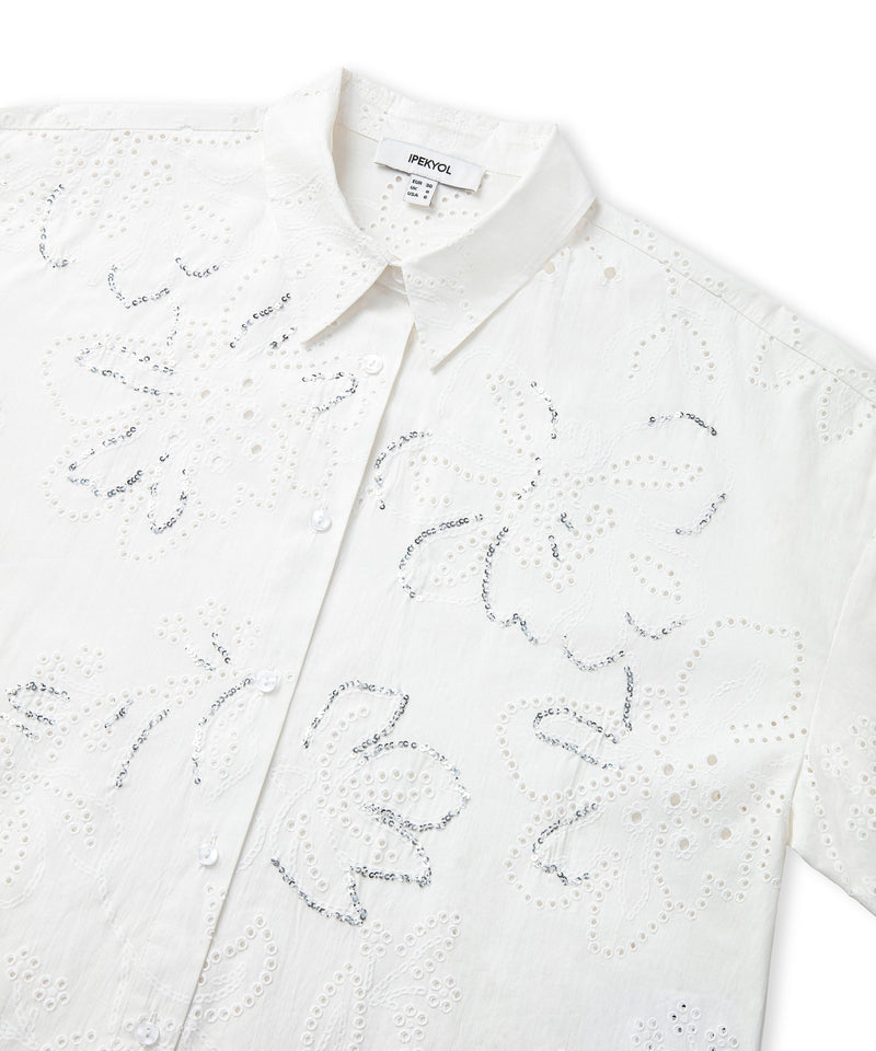 Ipekyol Sequin Embroidered Scalloped Shirt White
