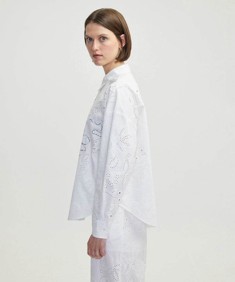 Ipekyol Sequin Embroidered Scalloped Shirt White