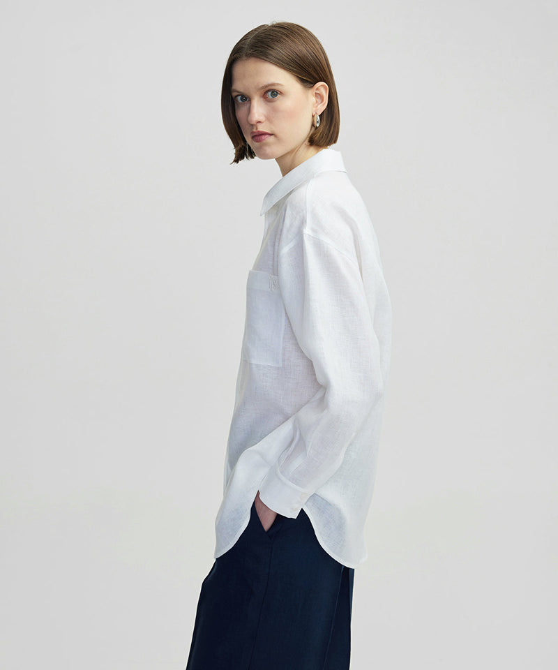 Ipekyol Linen Shirt With Hidden Placket White