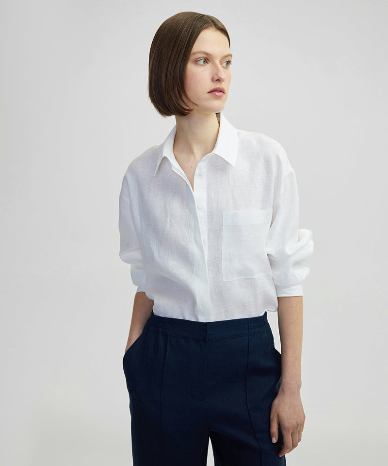 Ipekyol Linen Shirt With Hidden Placket White