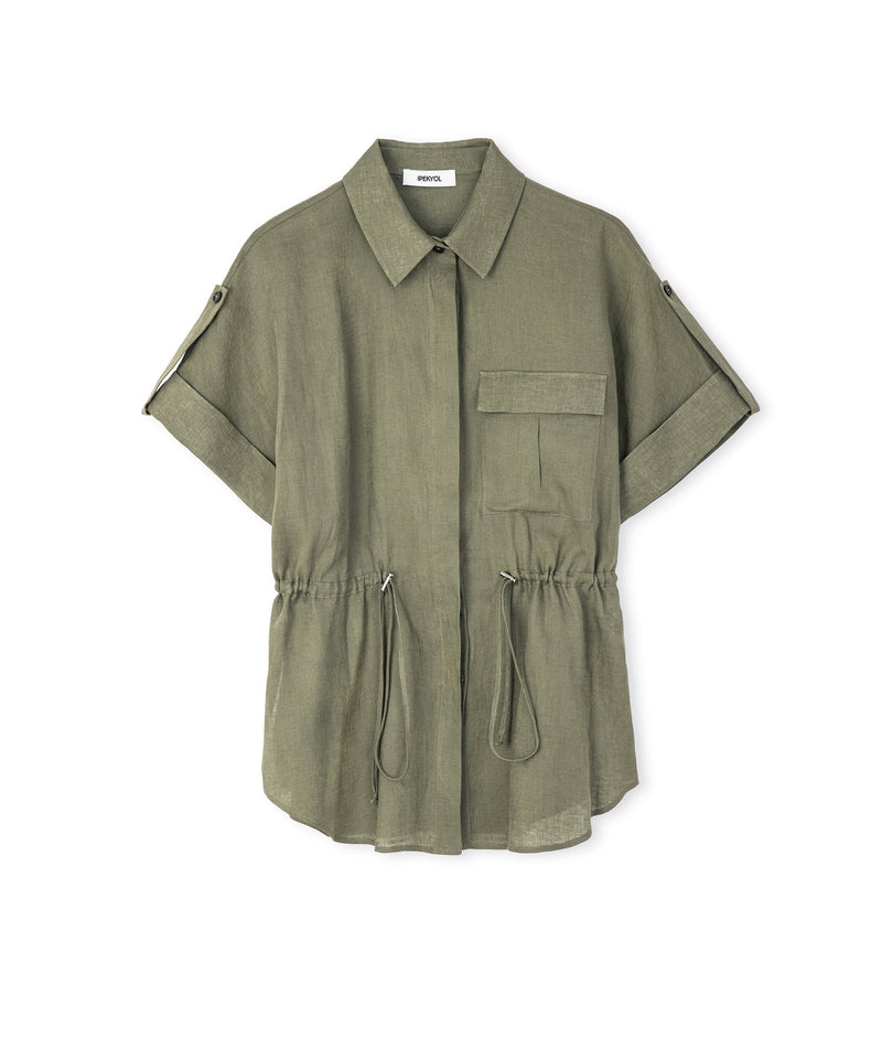 Ipekyol Adjustable Waist Linen Shirt Khaki
