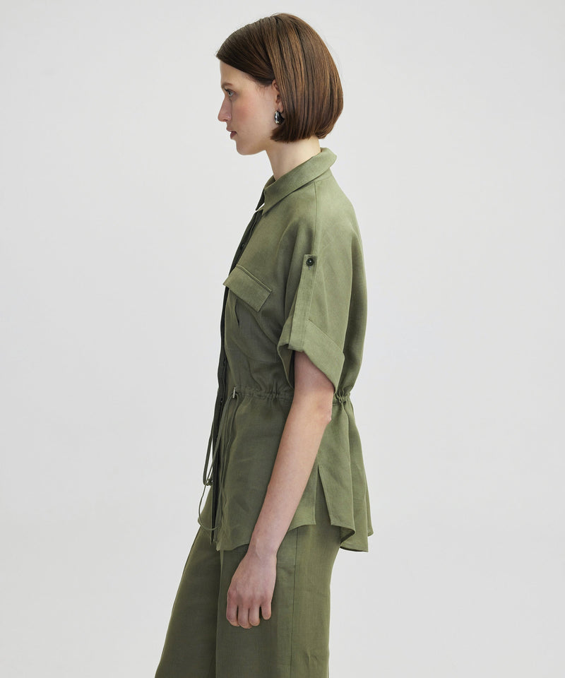 Ipekyol Adjustable Waist Linen Shirt Khaki