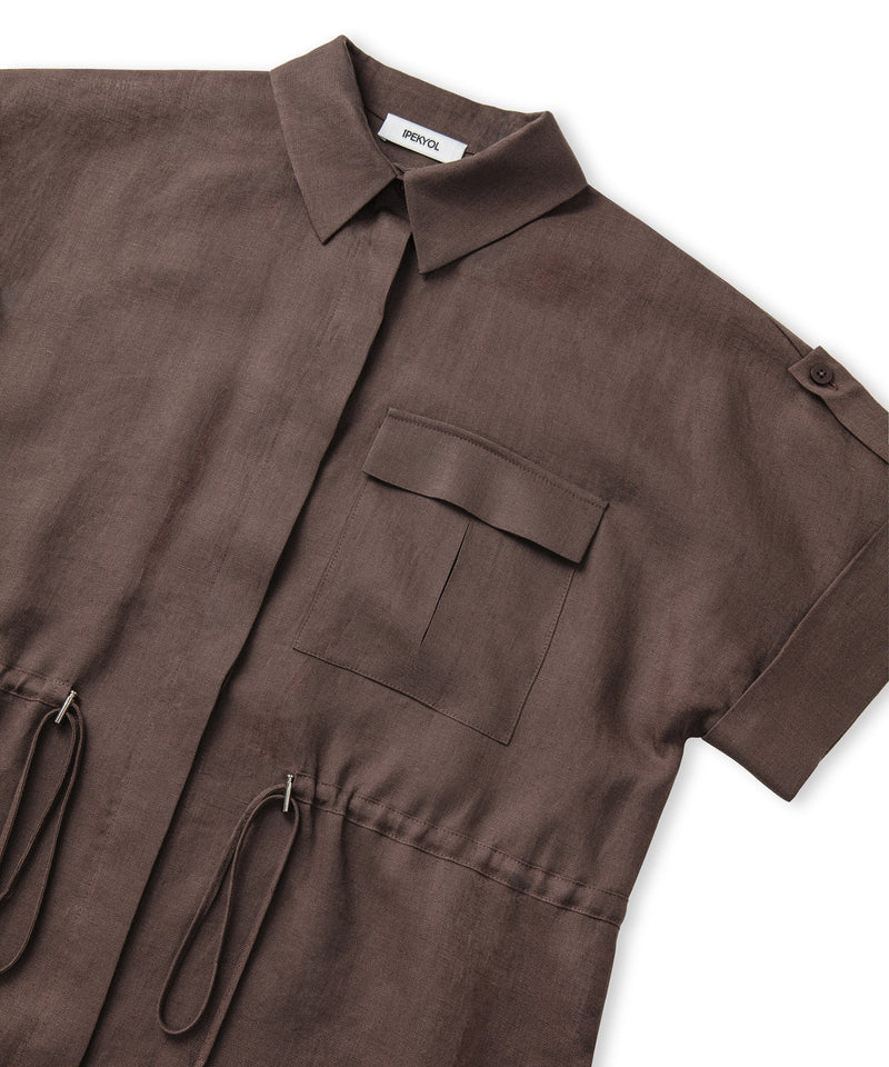 Ipekyol Adjustable Waist Linen Shirt Brown