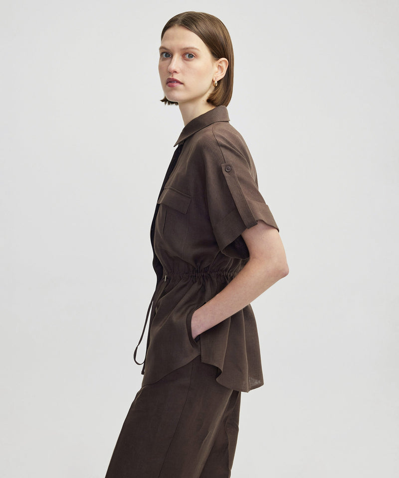 Ipekyol Adjustable Waist Linen Shirt Brown