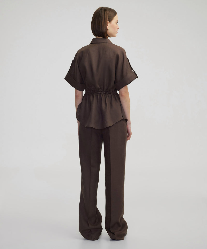 Ipekyol Adjustable Waist Linen Shirt Brown