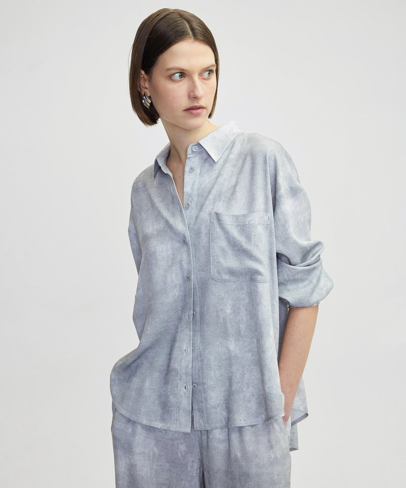 Ipekyol Hotfix Printed Relaxed Fit Shirt Grey