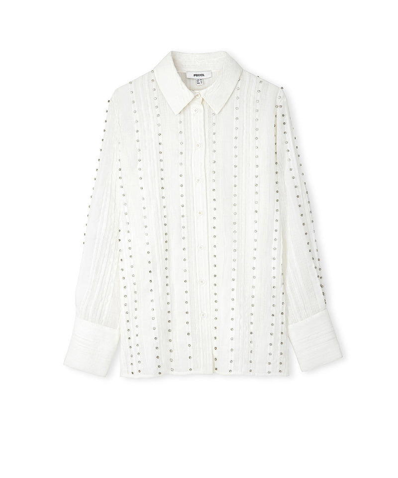 Ipekyol Strass Stone Printed Shirt Off White