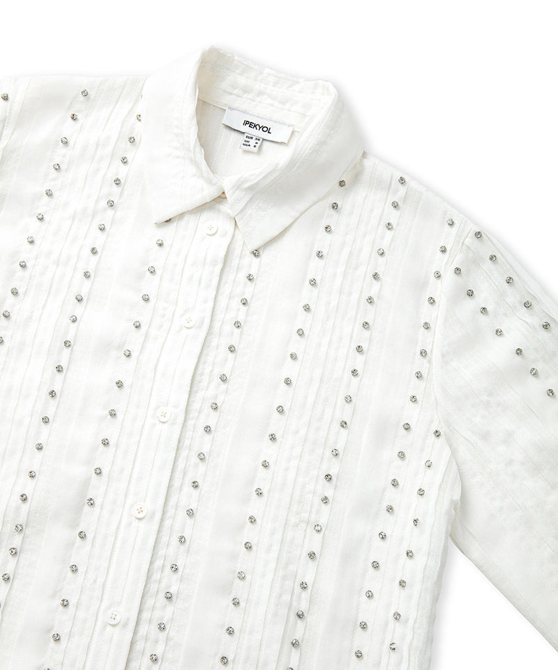 Ipekyol Strass Stone Printed Shirt Off White