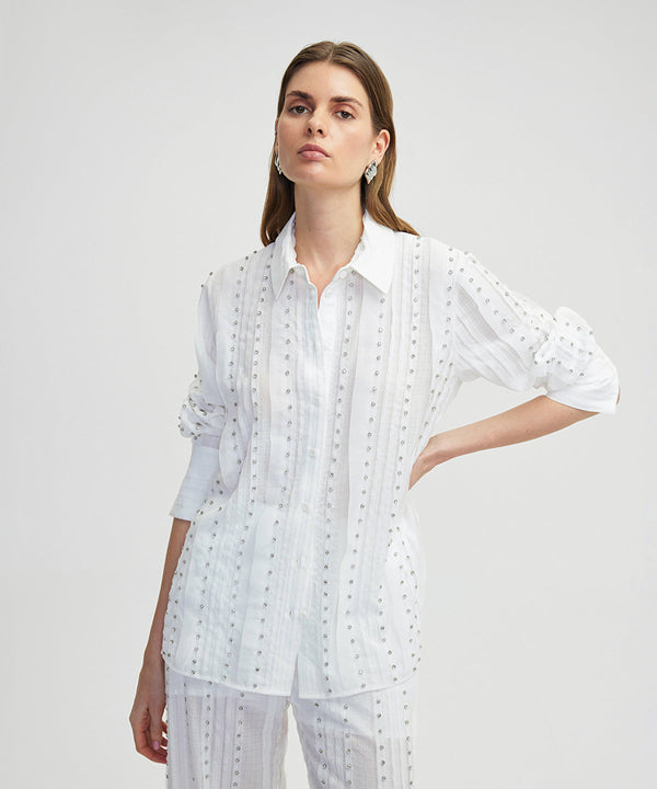 Ipekyol Strass Stone Printed Shirt Off White
