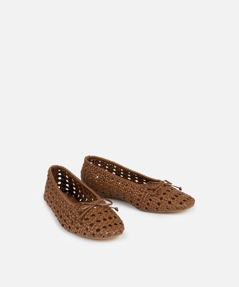 Ipekyol Knitted Textured Bow Ballerina Shoes Brown