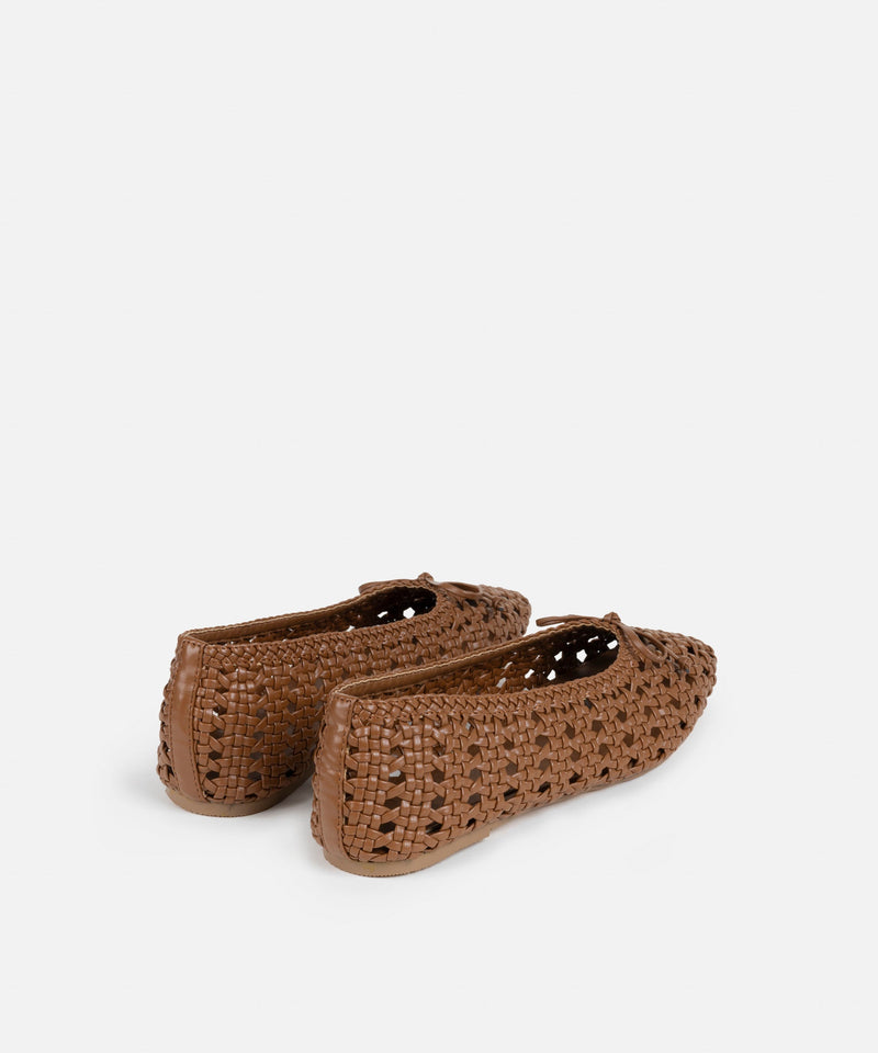 Ipekyol Knitted Textured Bow Ballerina Shoes Brown