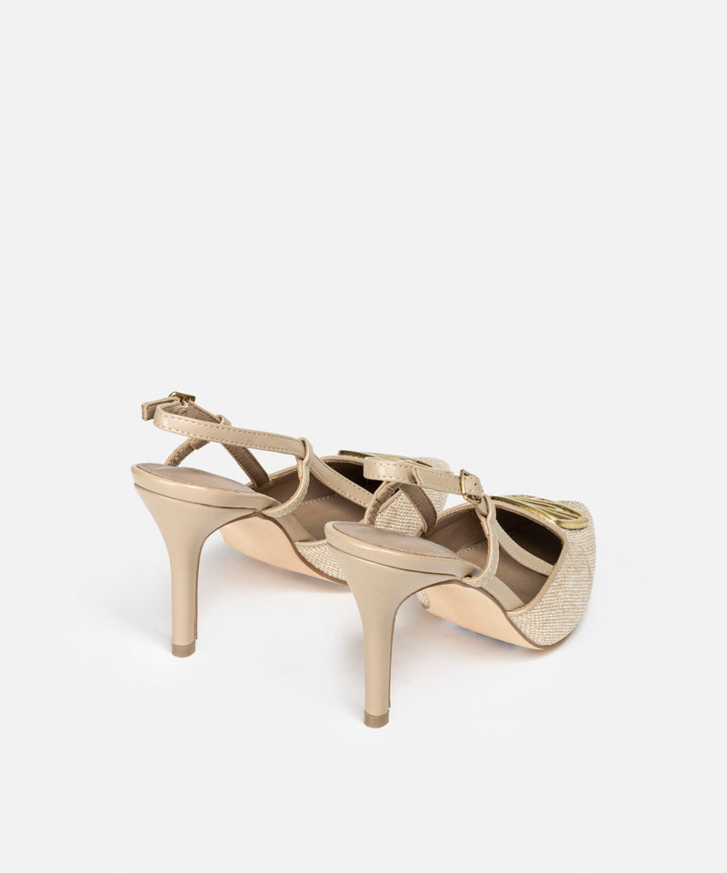 Ipekyol Metal Monogram Buckle High Heels Beige