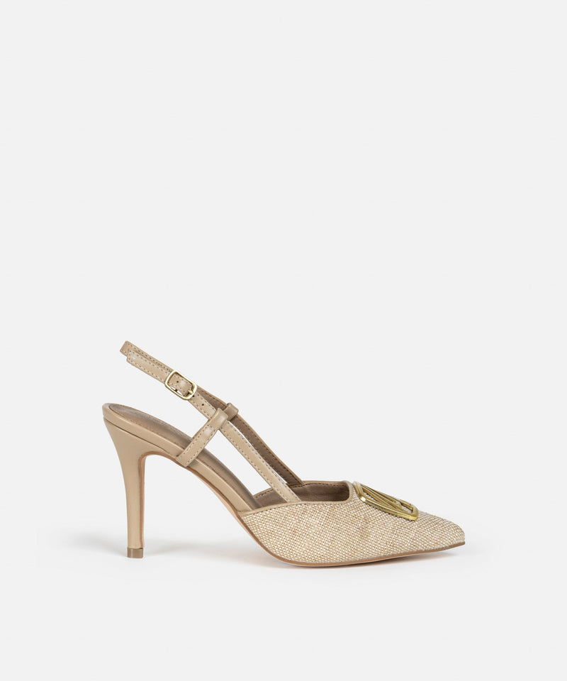 Ipekyol Metal Monogram Buckle High Heels Beige