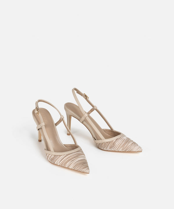 Ipekyol Textured Sling Back Heels Beige