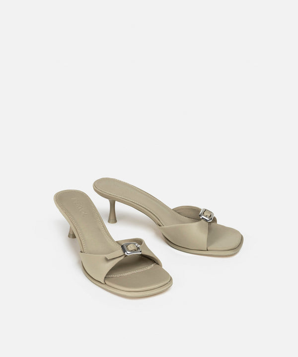 Ipekyol Metal Buckled Heeled Slippers Grey