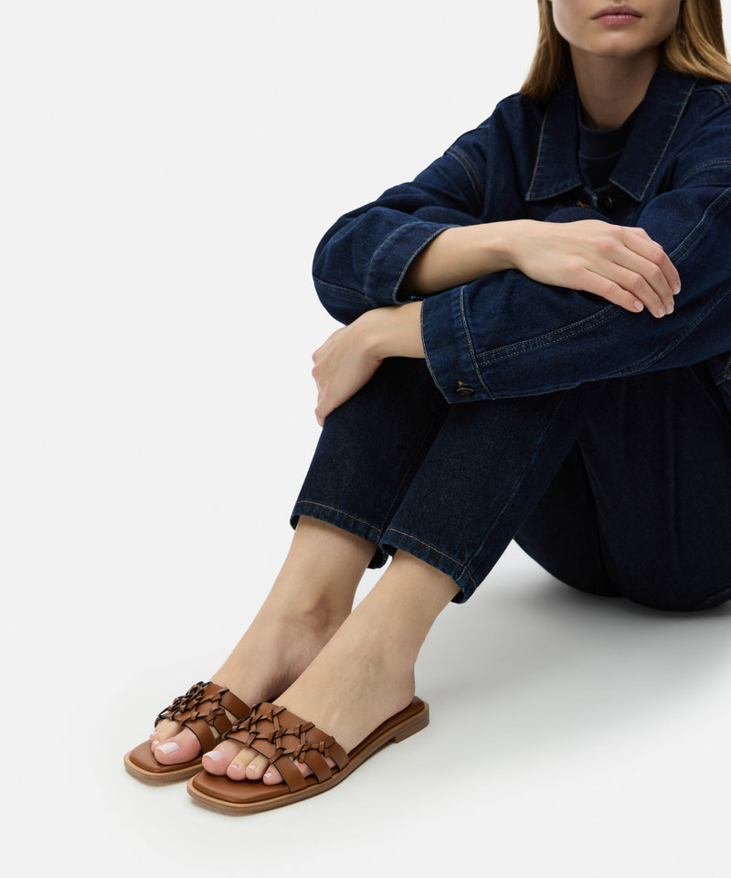 Ipekyol Knitted Textured Slippers Brown