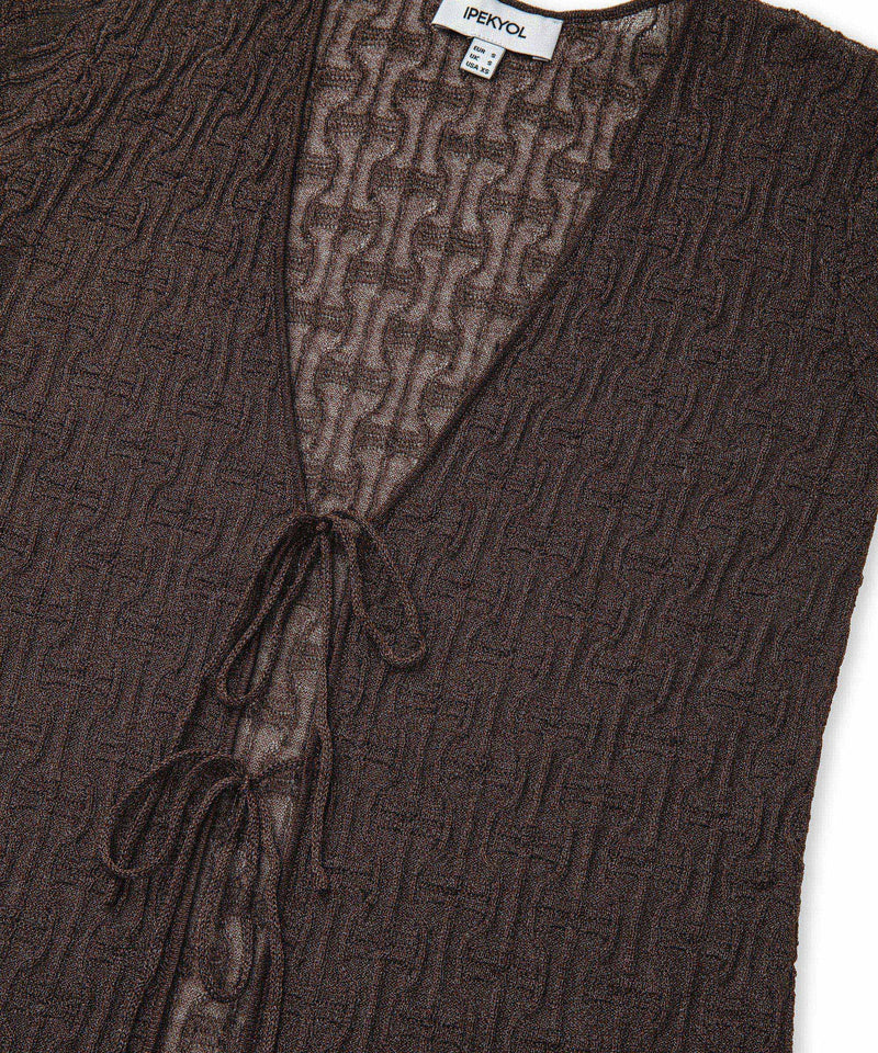 Ipekyol Lurex Yarn Long Cardigan Brown