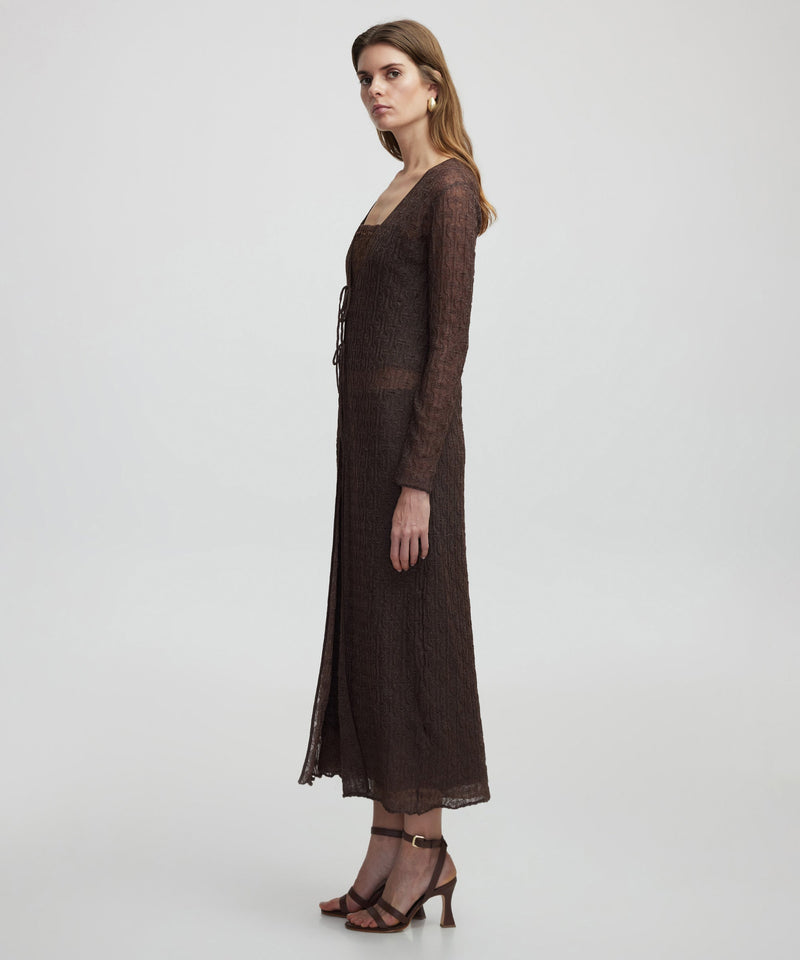 Ipekyol Lurex Yarn Long Cardigan Brown