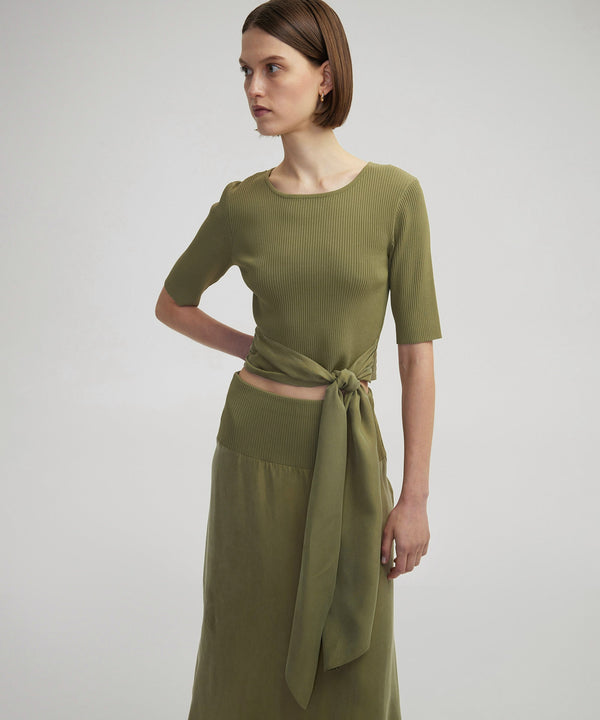 Ipekyol Slim Fit Knitwear With Waist Tie Khaki