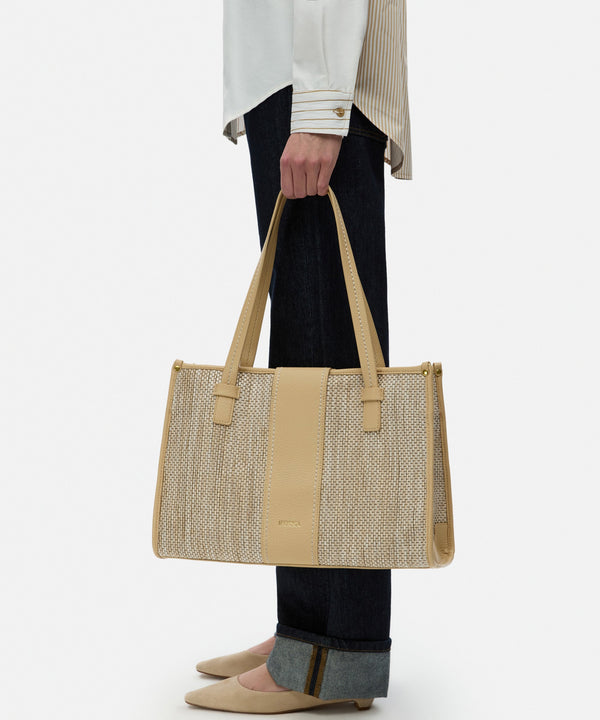 Ipekyol Contrast Textured Tote Bag Beige