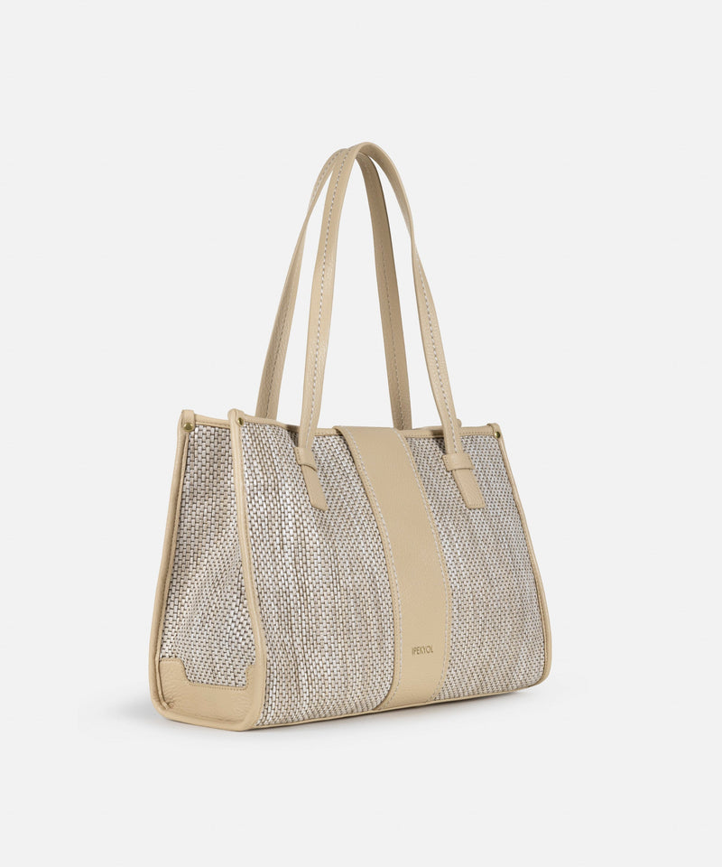 Ipekyol Contrast Textured Tote Bag Beige