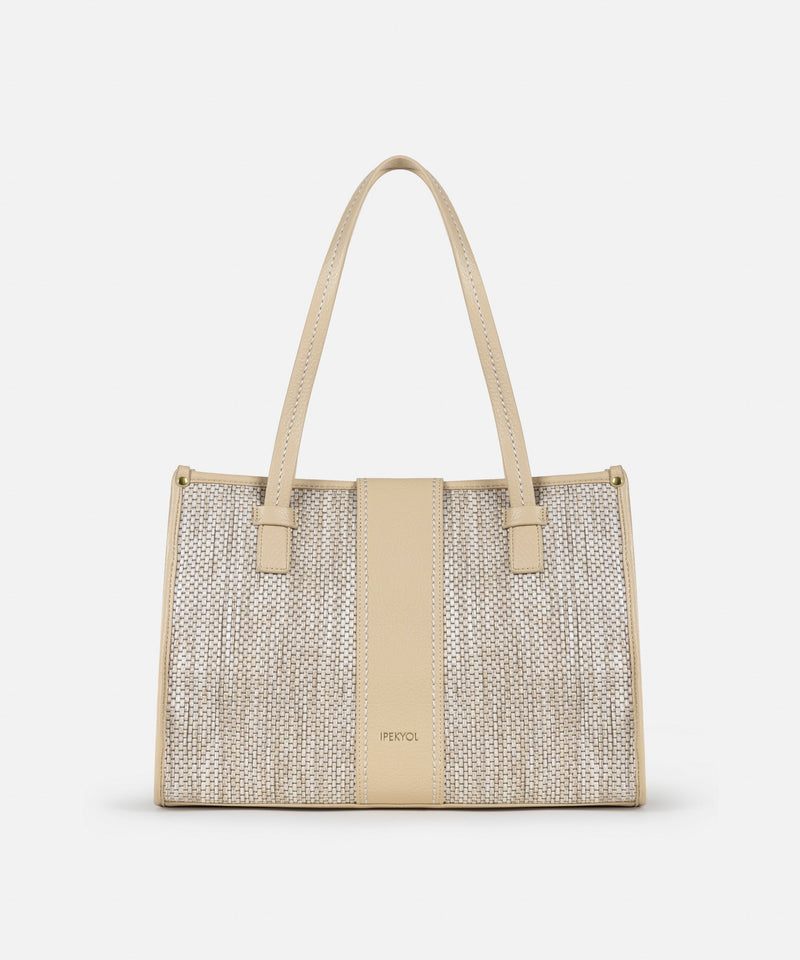 Ipekyol Contrast Textured Tote Bag Beige