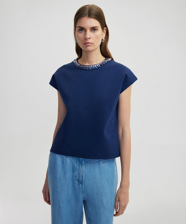 Ipekyol T-Shirt With Contrast Accessories Navy