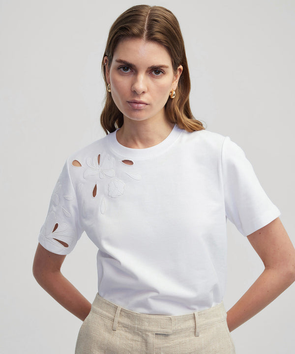 Ipekyol Embroidered Cutout T-Shirt White