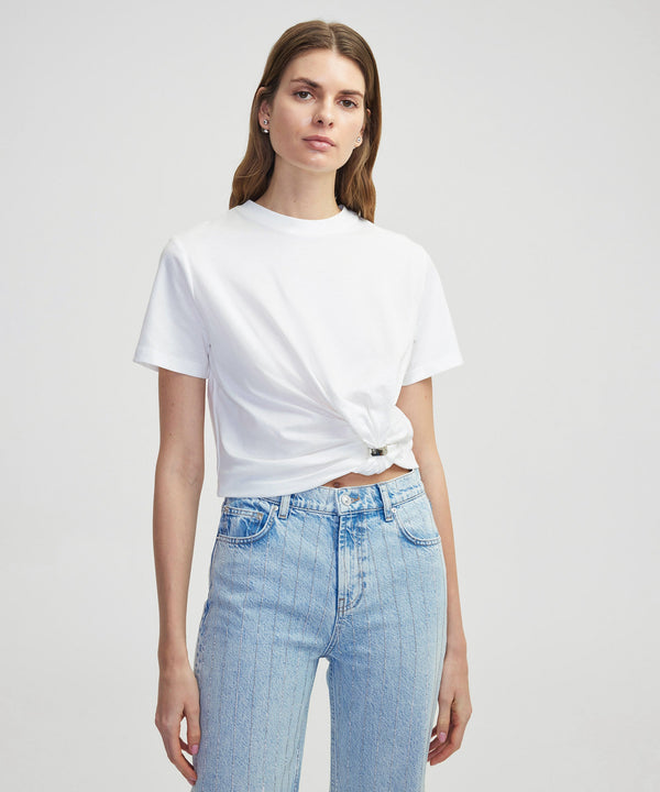 Ipekyol Asymmetrical Twisted Accessory T-Shirt Off White