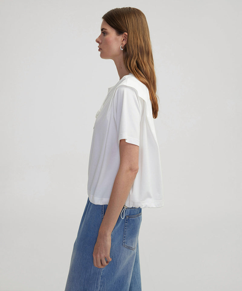 Ipekyol Adjustable Waistband Off-Shoulder T-Shirt White