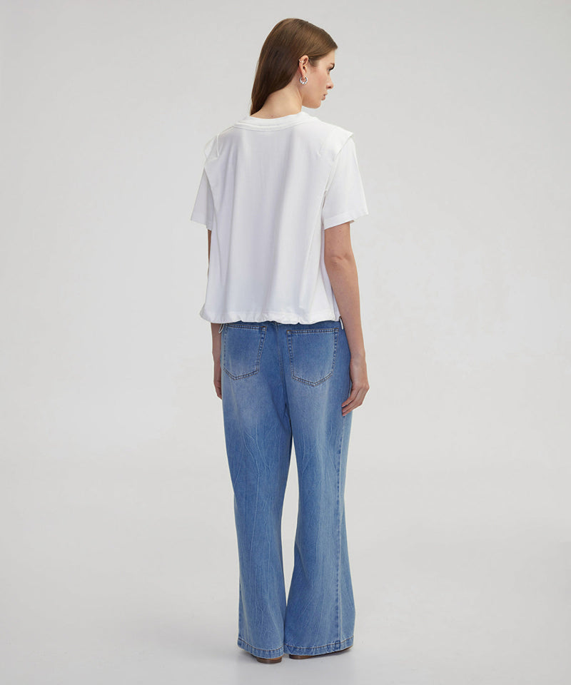 Ipekyol Adjustable Waistband Off-Shoulder T-Shirt White