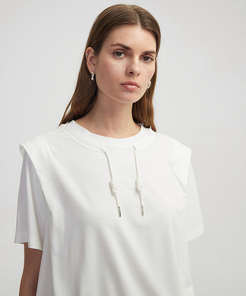 Ipekyol Adjustable Waistband Off-Shoulder T-Shirt White