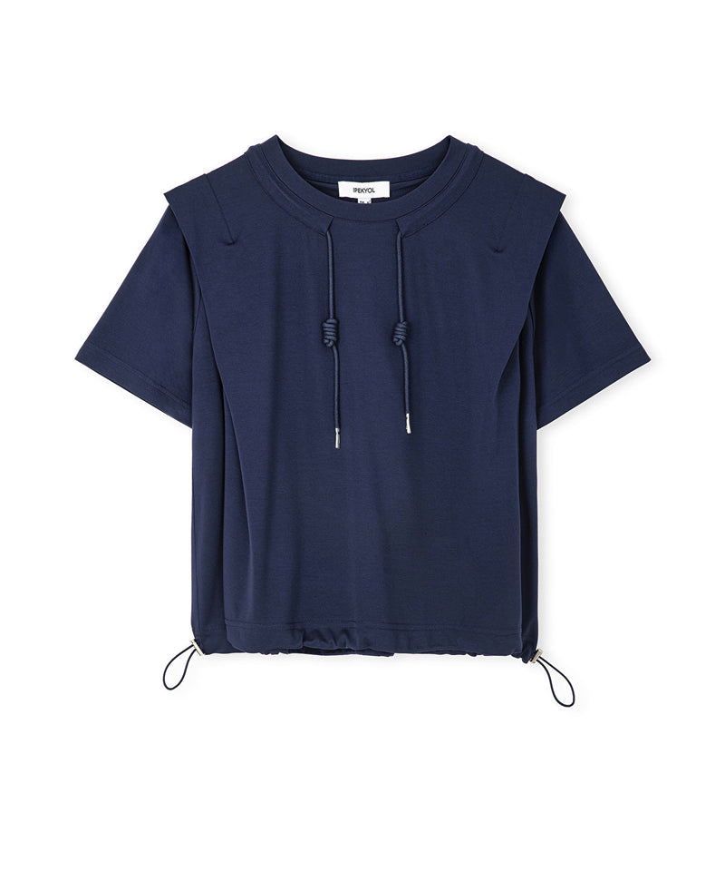 Ipekyol Adjustable Waistband Off-Shoulder T-Shirt Navy
