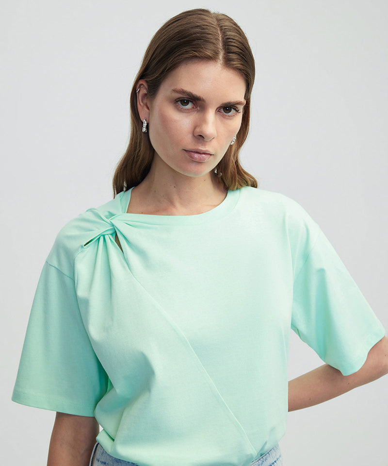 Ipekyol Asymmetrical Twisted T-Shirt Mint Green