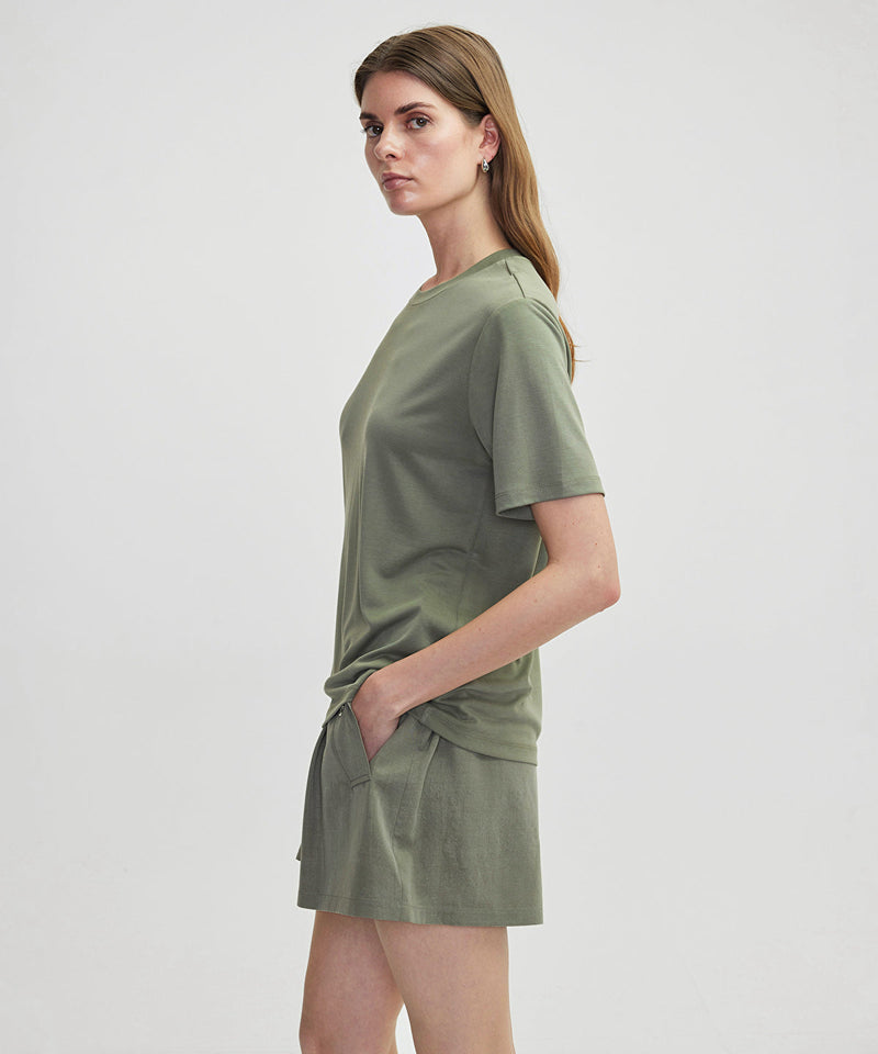 Ipekyol Basic Crew Neck T-Shirt Khaki