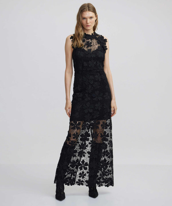 Ipekyol 3D Floral Applique Lace Dress Black