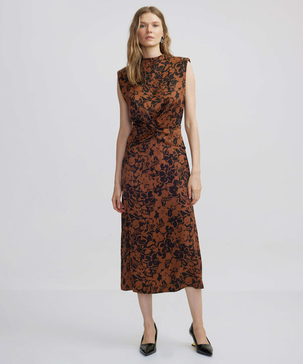 Ipekyol Patterned Midi Dress Caramel