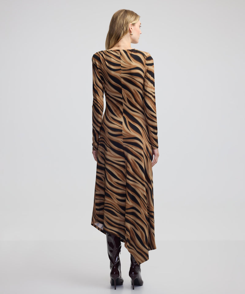 Ipekyol Patterned And Draped Dress Camel