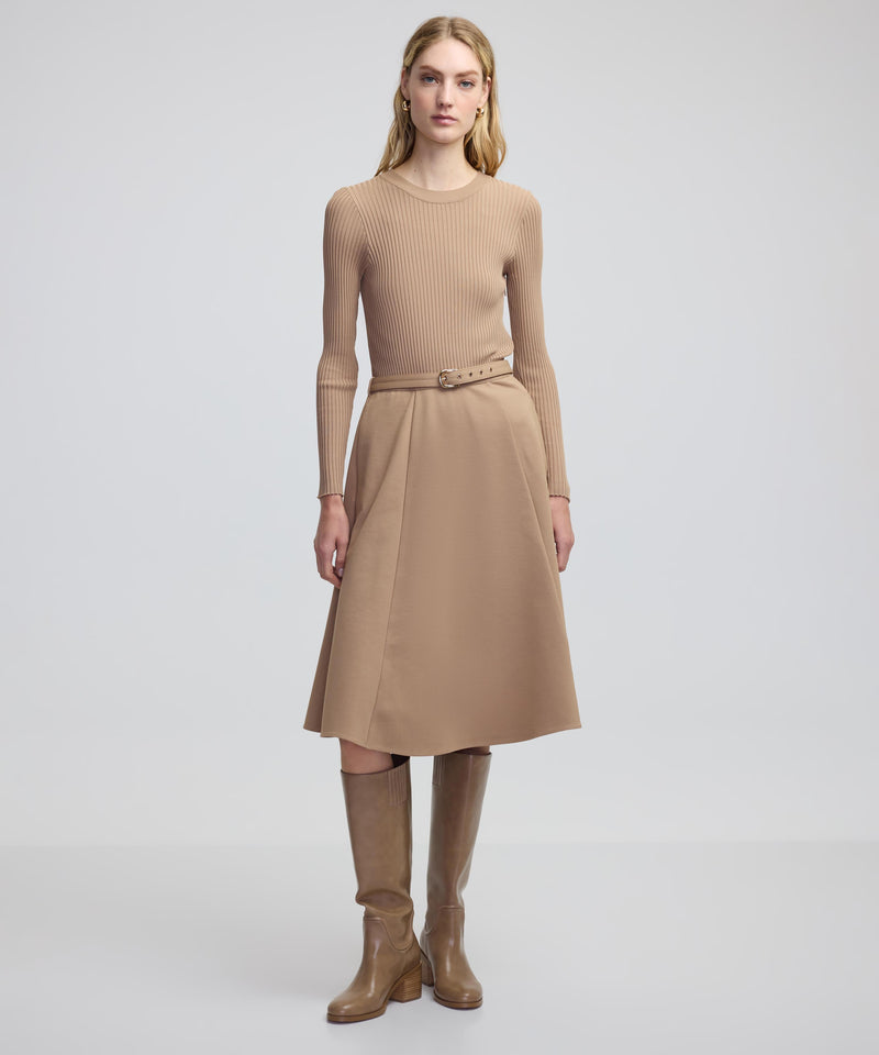 Ipekyol Knitwear Mix Belted Dress Natural