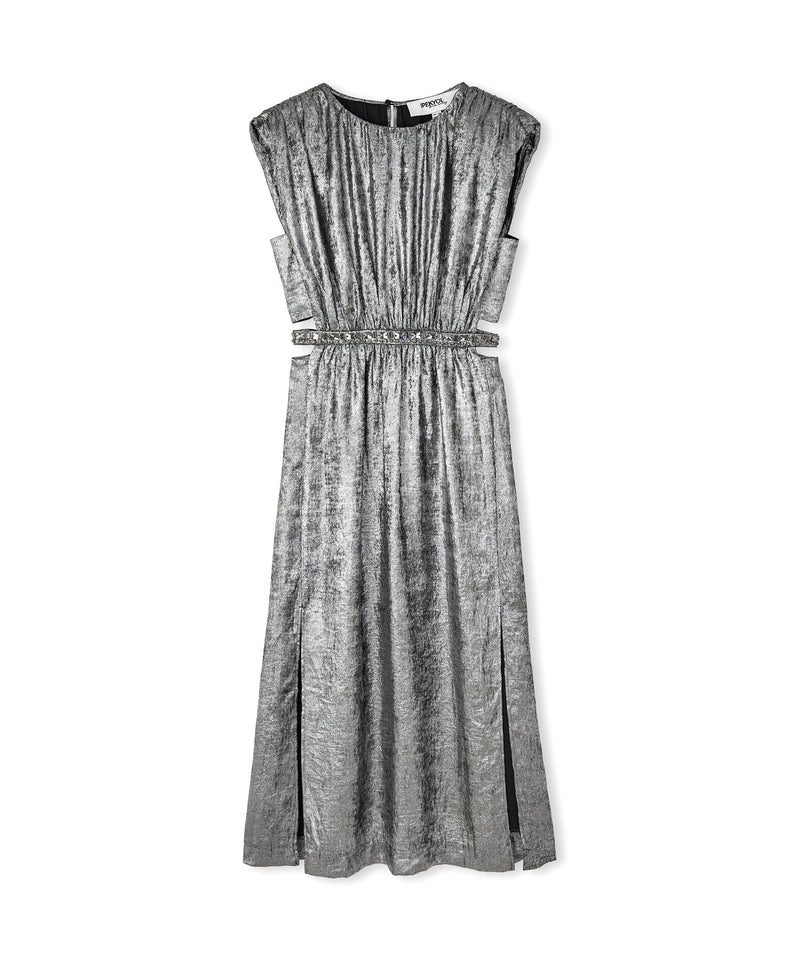 Ipekyol Shiny Textured Embroidered Dress Grey