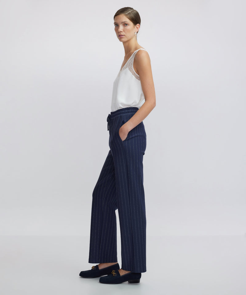 Ipekyol Striped Pattern Trousers Navy