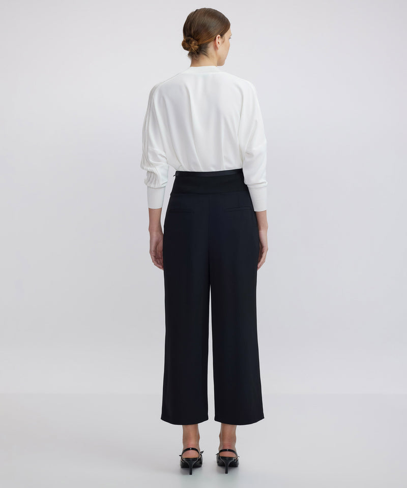 Ipekyol Ribana Mix Wide Leg Fit Trousers Black