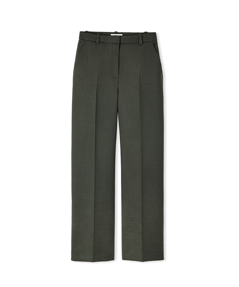 Ipekyol Wool Blend Wide Leg Fit Trousers Green