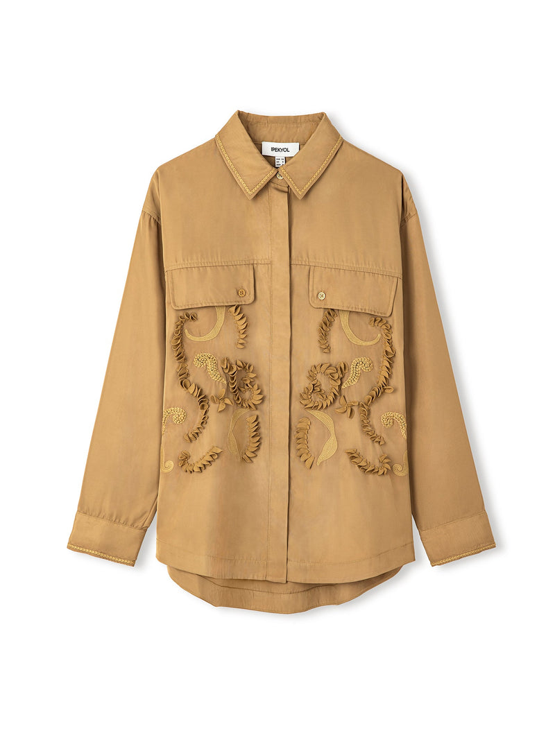 Ipekyol Embroidered And Embroidered Shirt Jacket Light Brown