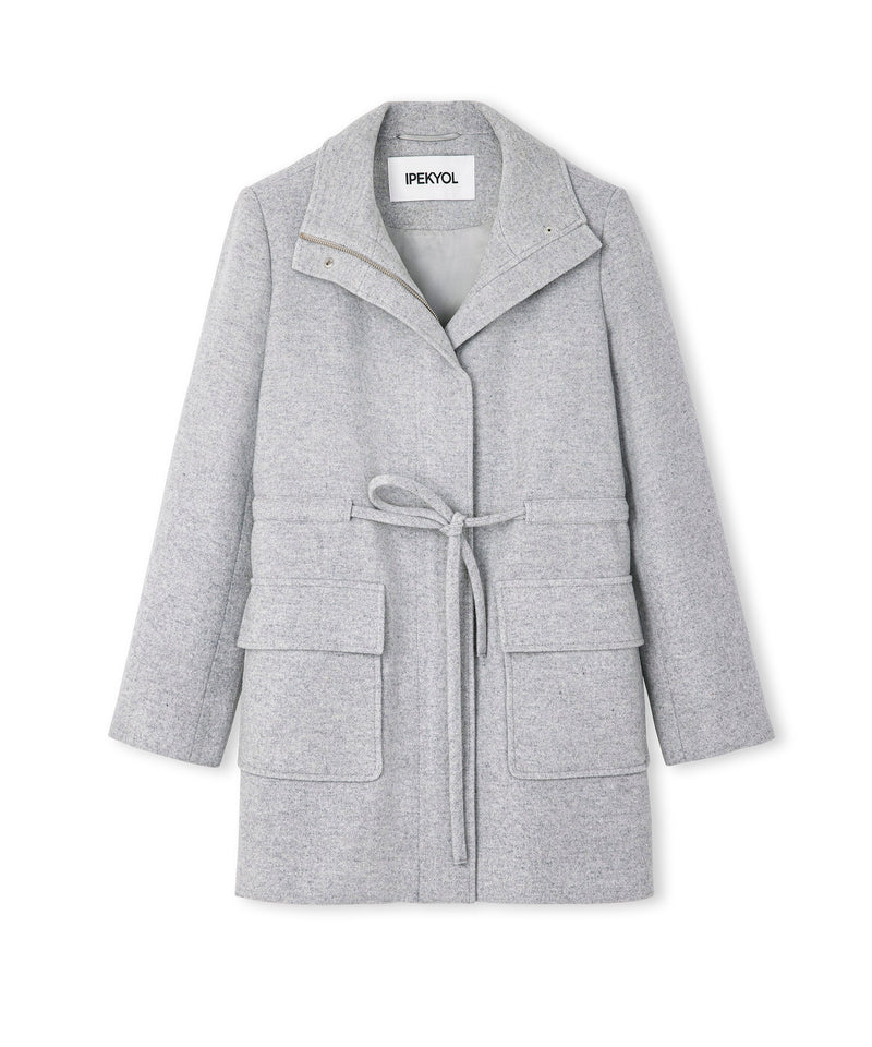 Ipekyol Coat With Wide Pockets And Belt Grey