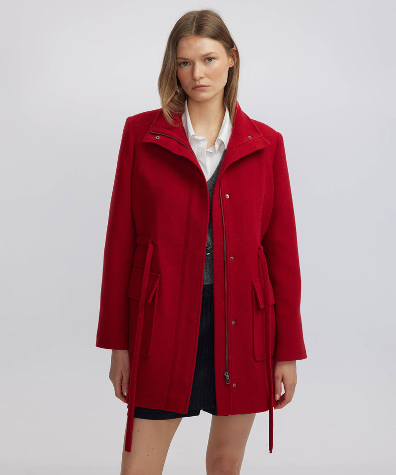 Ipekyol Coat With Wide Pockets And Belt Red