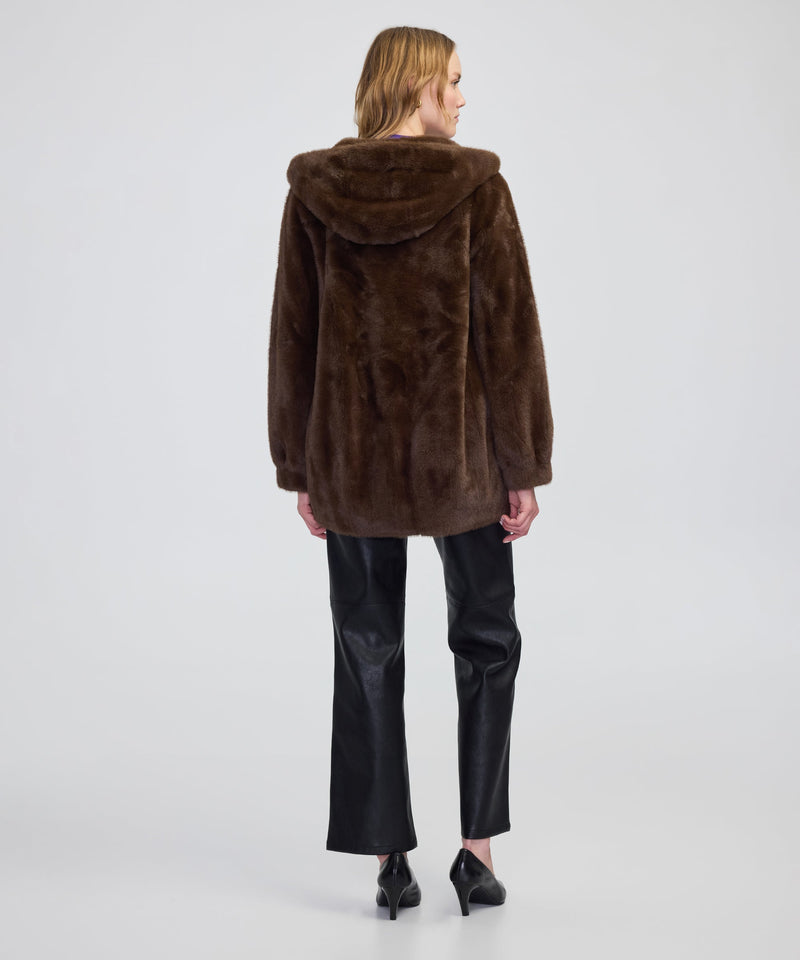 Ipekyol Hooded Faux Fur Jacket Brown