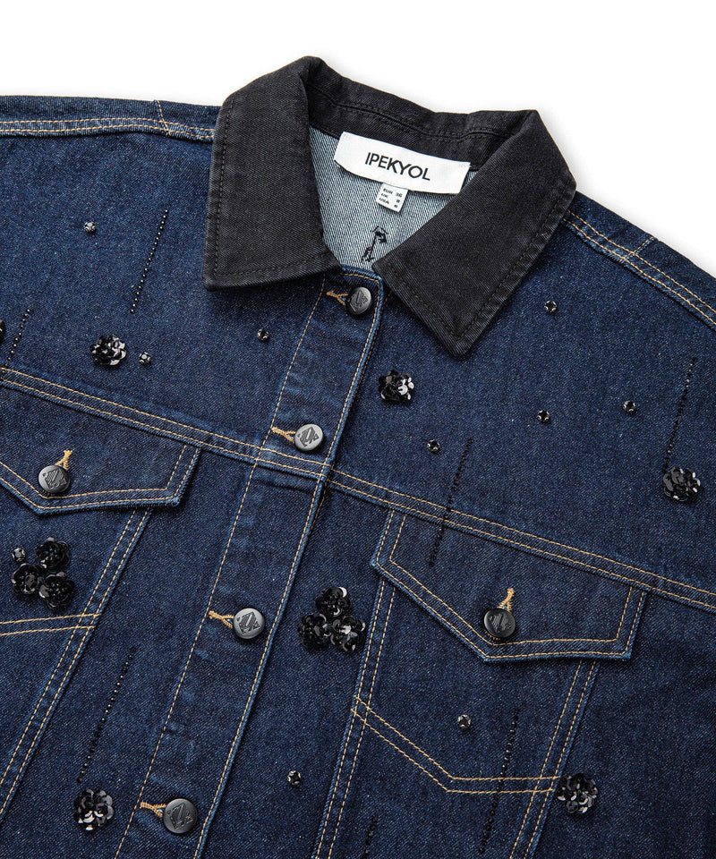 Ipekyol Denim Jacket With Embroidery And Hotfix Print Indigo