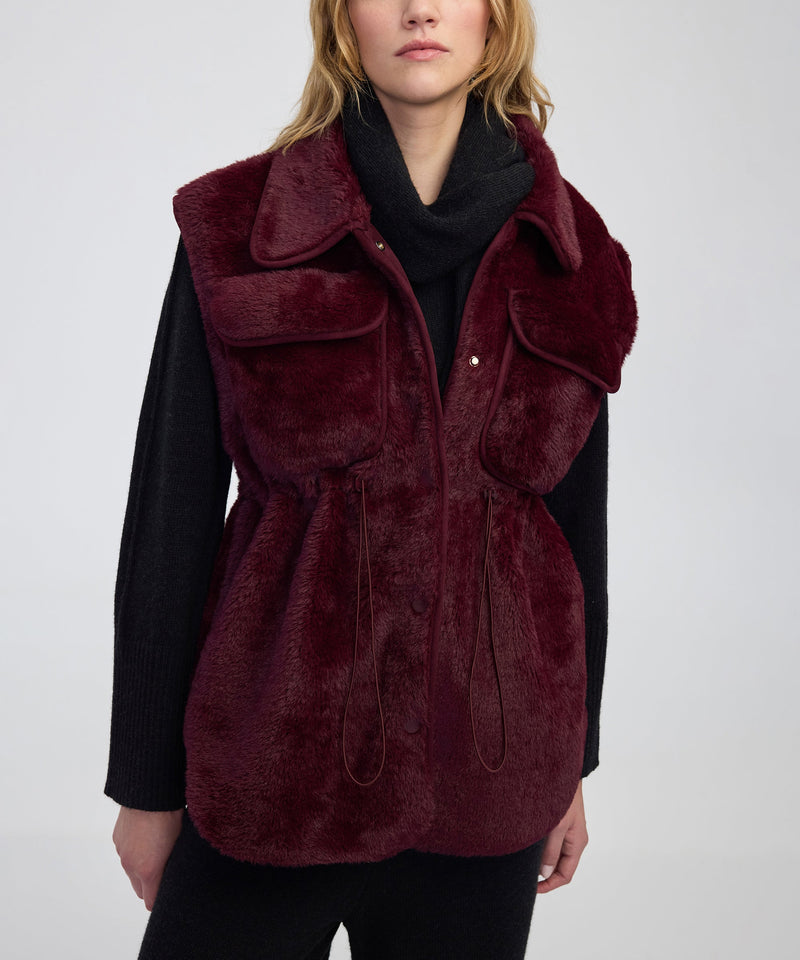 Ipekyol Faux Fur Vest Bordoux